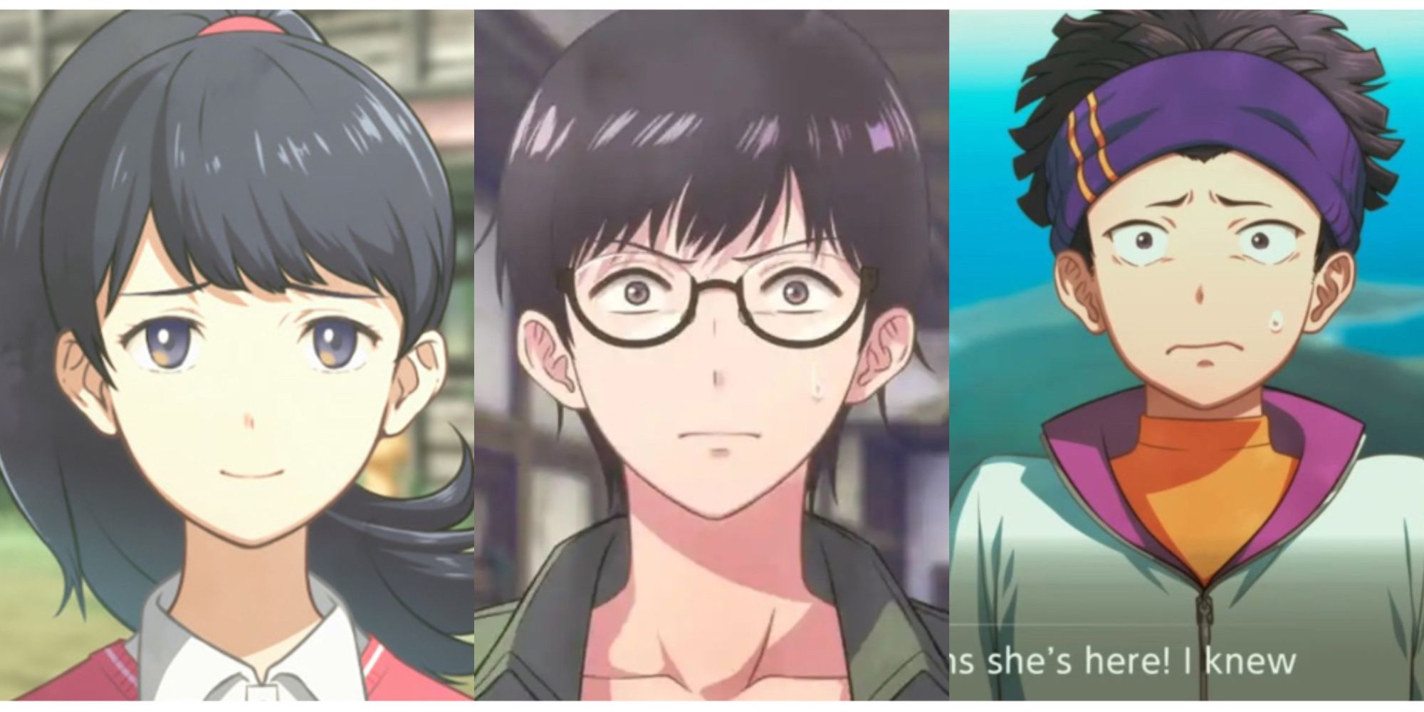 split image of Aoi, Shuuji, and Ryo in Digimon Survive