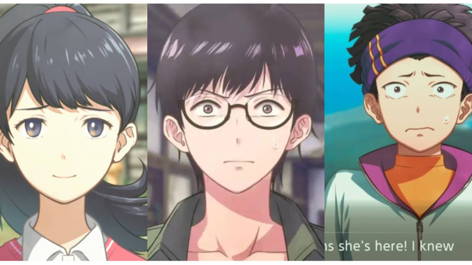 split image of Aoi, Shuuji, and Ryo in Digimon Survive