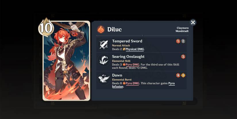 diluc in genshin impact tcg