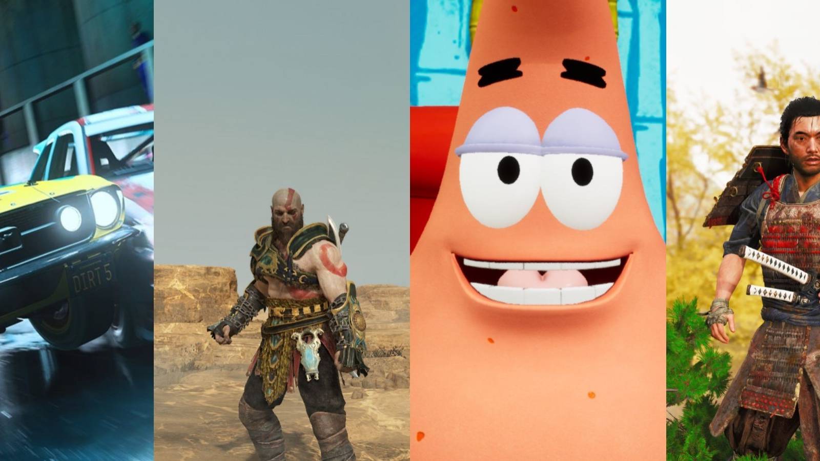 god-of-war-spongebob-squarepants-dirt-5-ghost-of-tsushima-legends-playstation-plus