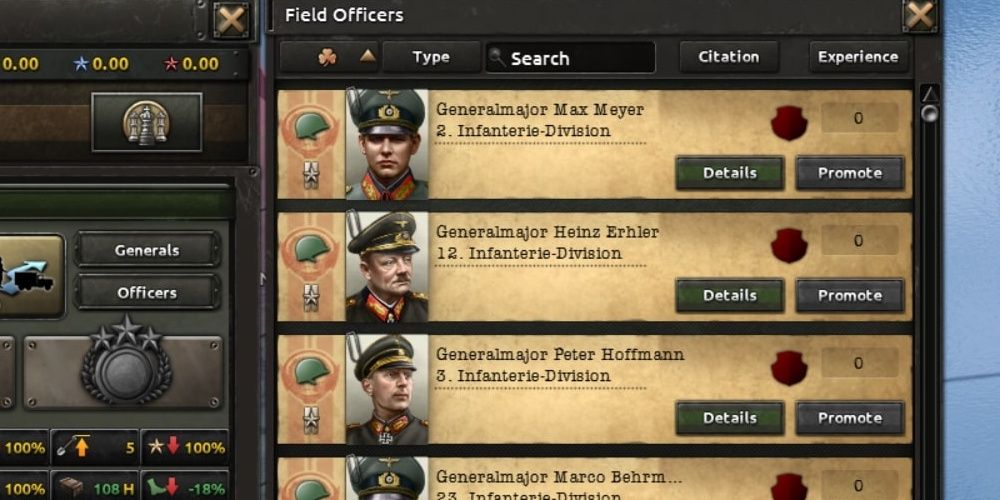 Hearts of Iron 4 List of Division Officers in By Blood Alone Expansion