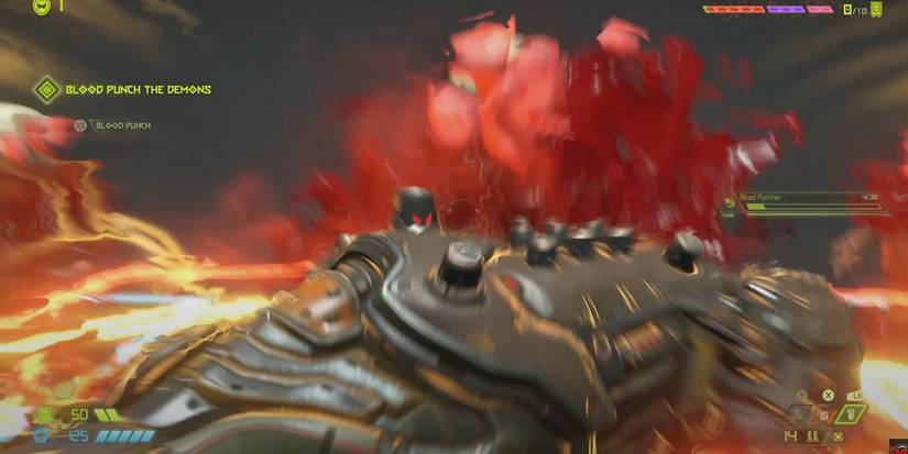 Doom Eternal Blood Punch in action, demon imploding