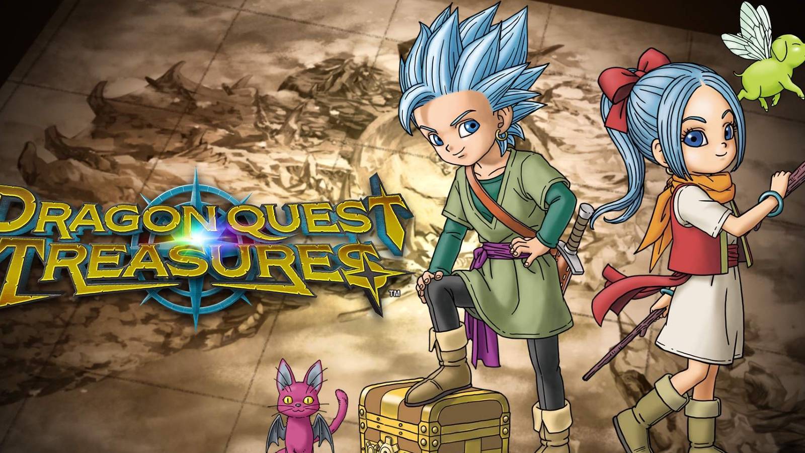 dragon quest treasures key art Erik Mia Porcus Purrsula
