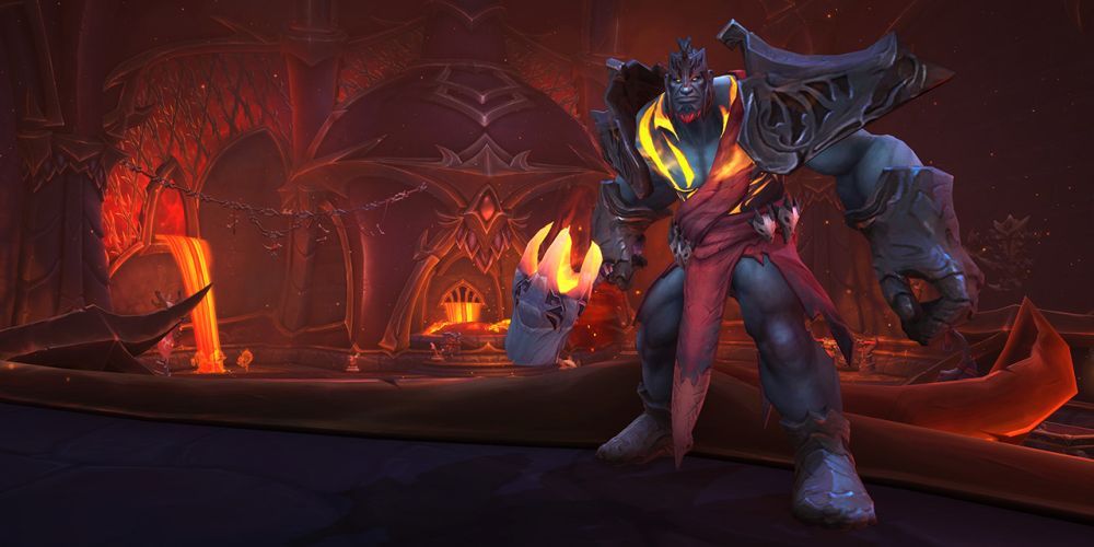 A djaradin poses menacingly in World of Warcraft: Dragonflight