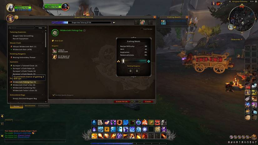 Wow Dragoflight Tailoring guide from 1 to 65