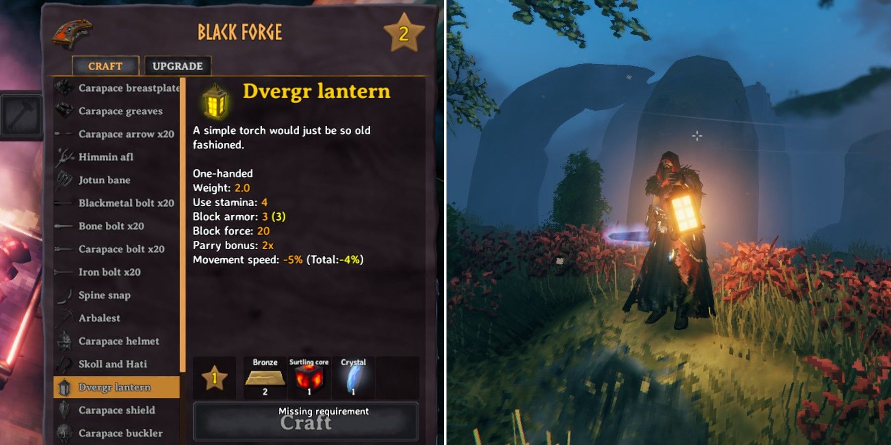 dvergr lantern and recipe valheim