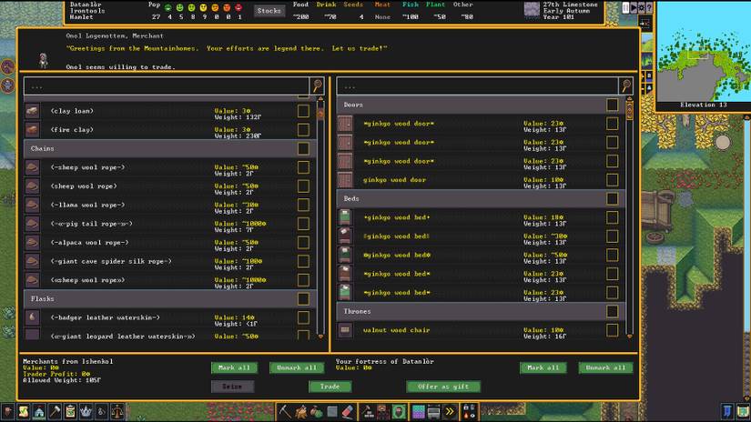 dwarf fortress how to trade