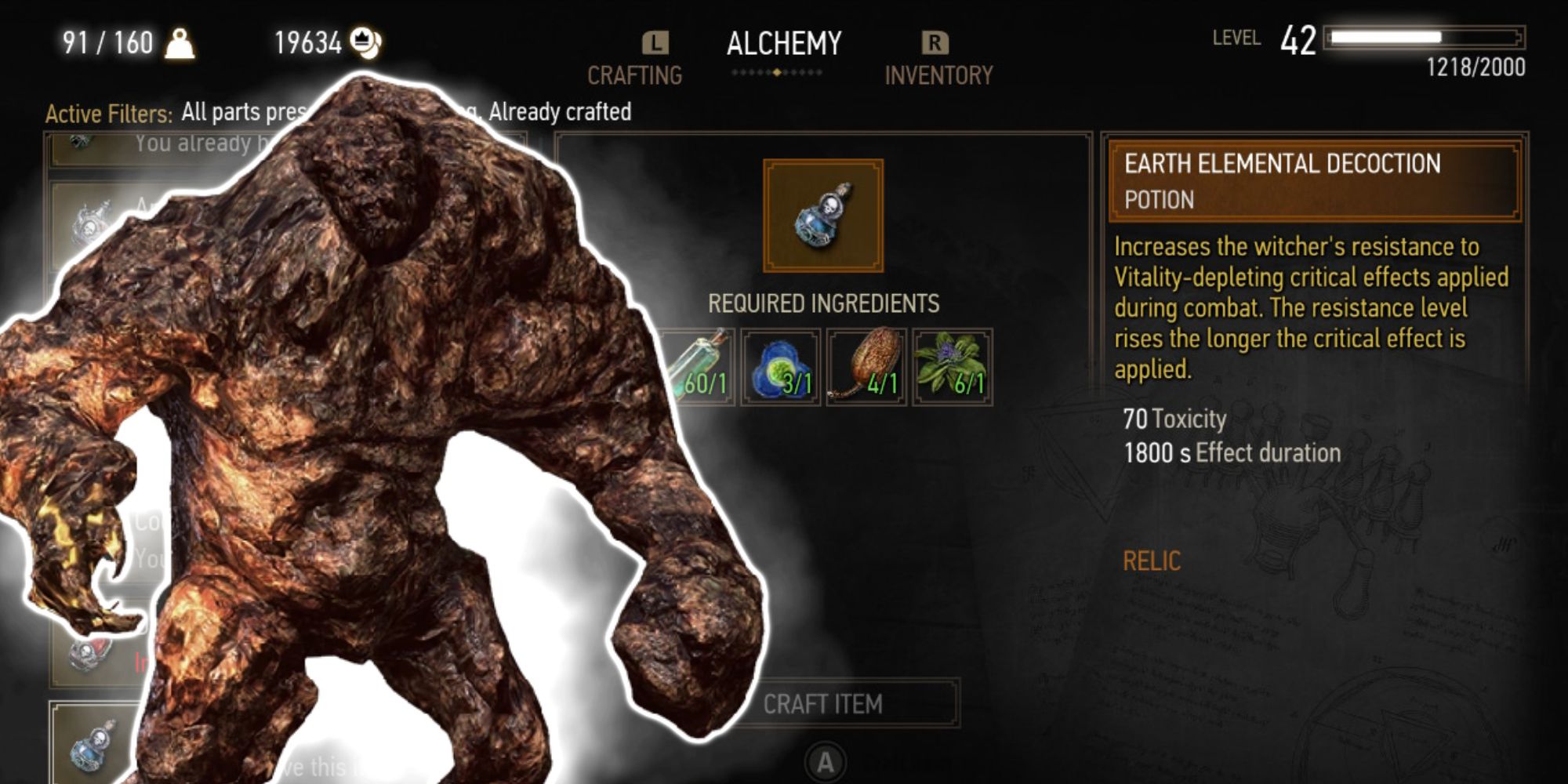 Earth Elemental Decoction Witcher 3