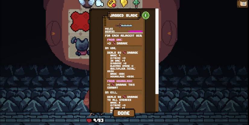 Inventory Showing the Jagged Blade in Backpack Hero