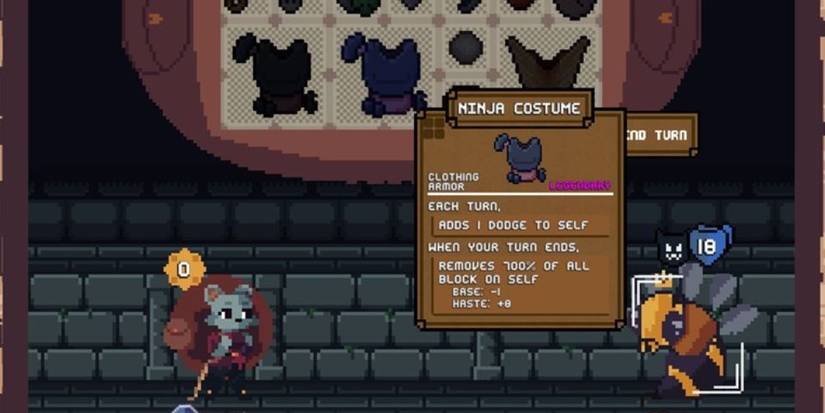Inventory showing Ninja Costume Item in Backpack Hero 
