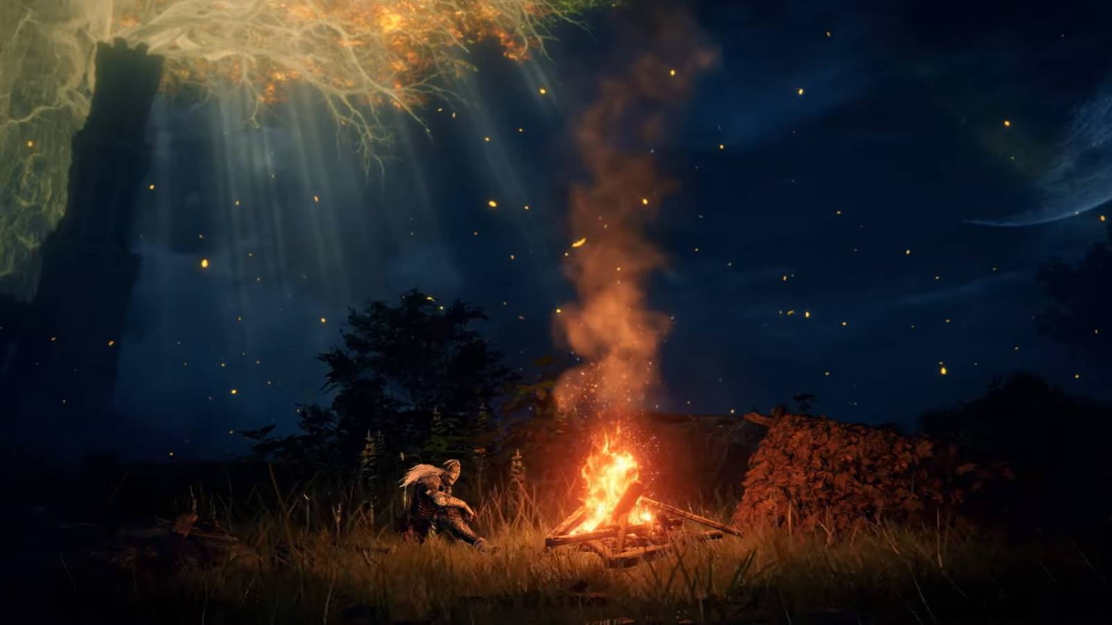 Campfire underneath the Erdtree from Elden Ring