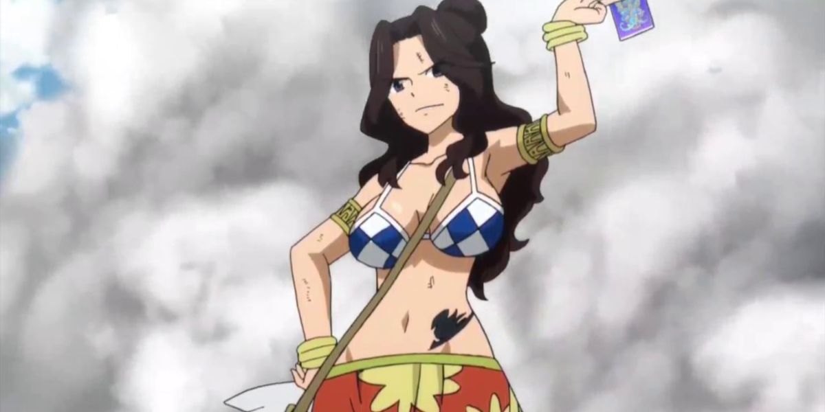 Fairy Tail - Cana holding up a card