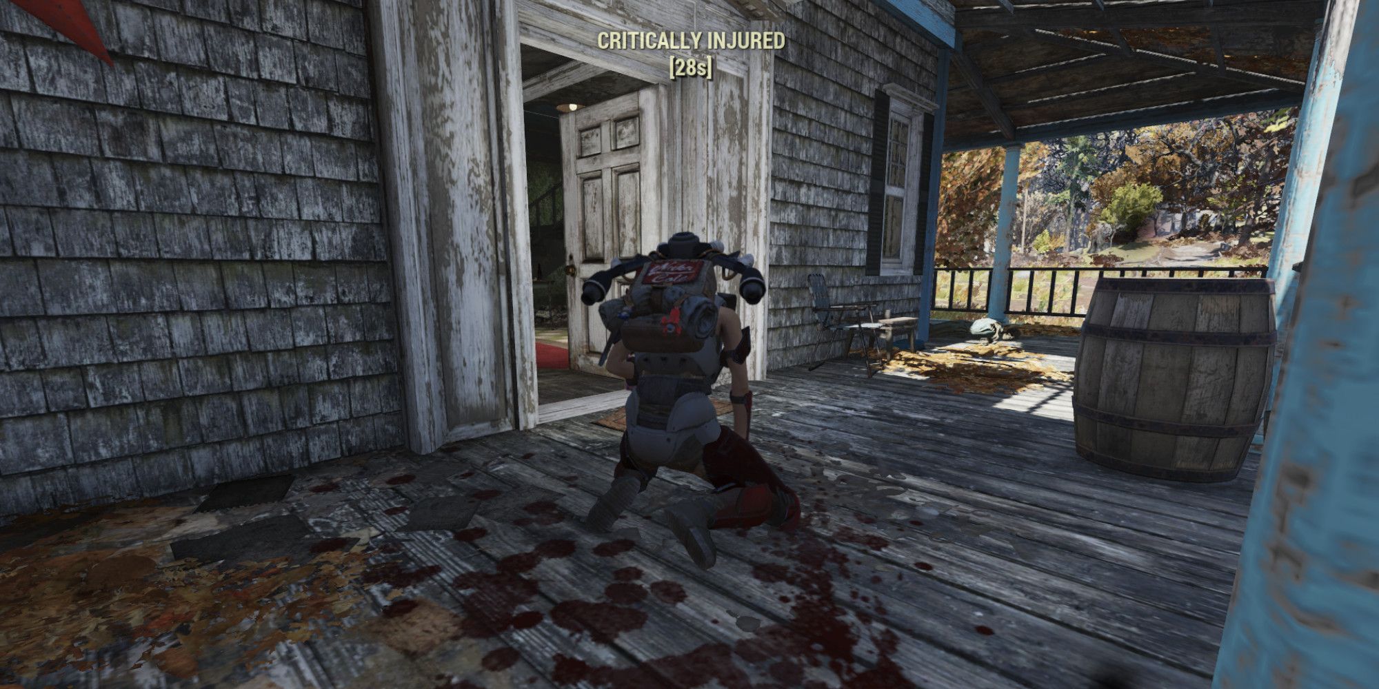 a player sits on a death screen in fallout 76