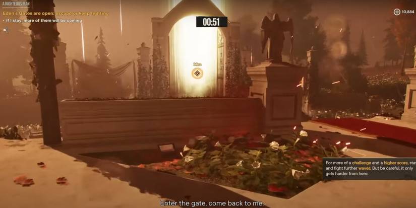 Far Cry 6 player walking through plaza ruins to glowing gate