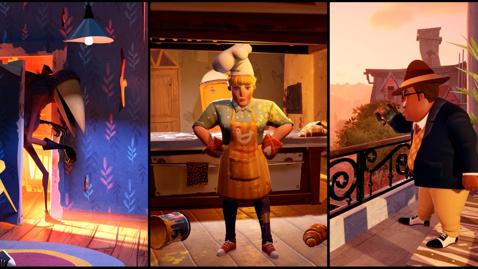 three enemies from Hello Neighbor 2