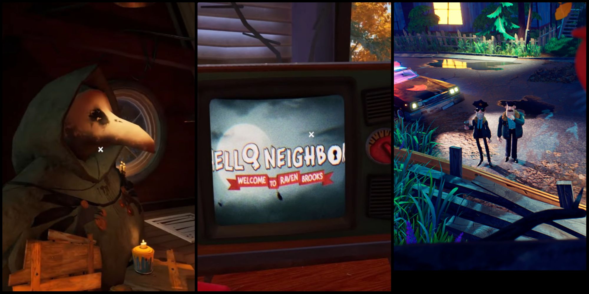 A collage of different locations in Hello Neighbor 2
