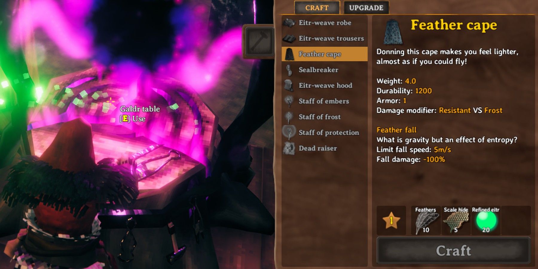 feather cape recipe valheim