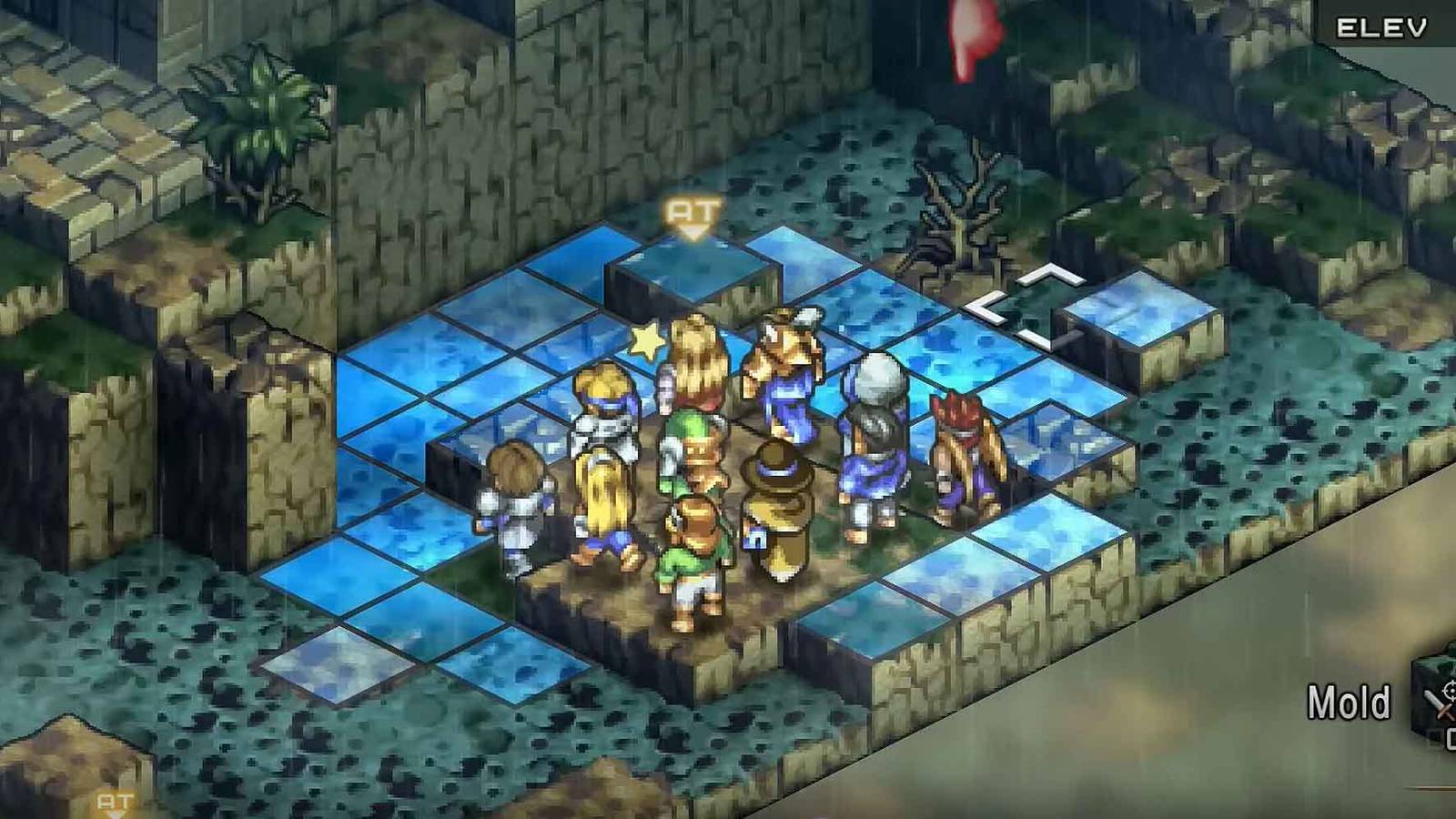 The party starting a stage in Tactics Ogre Reborn