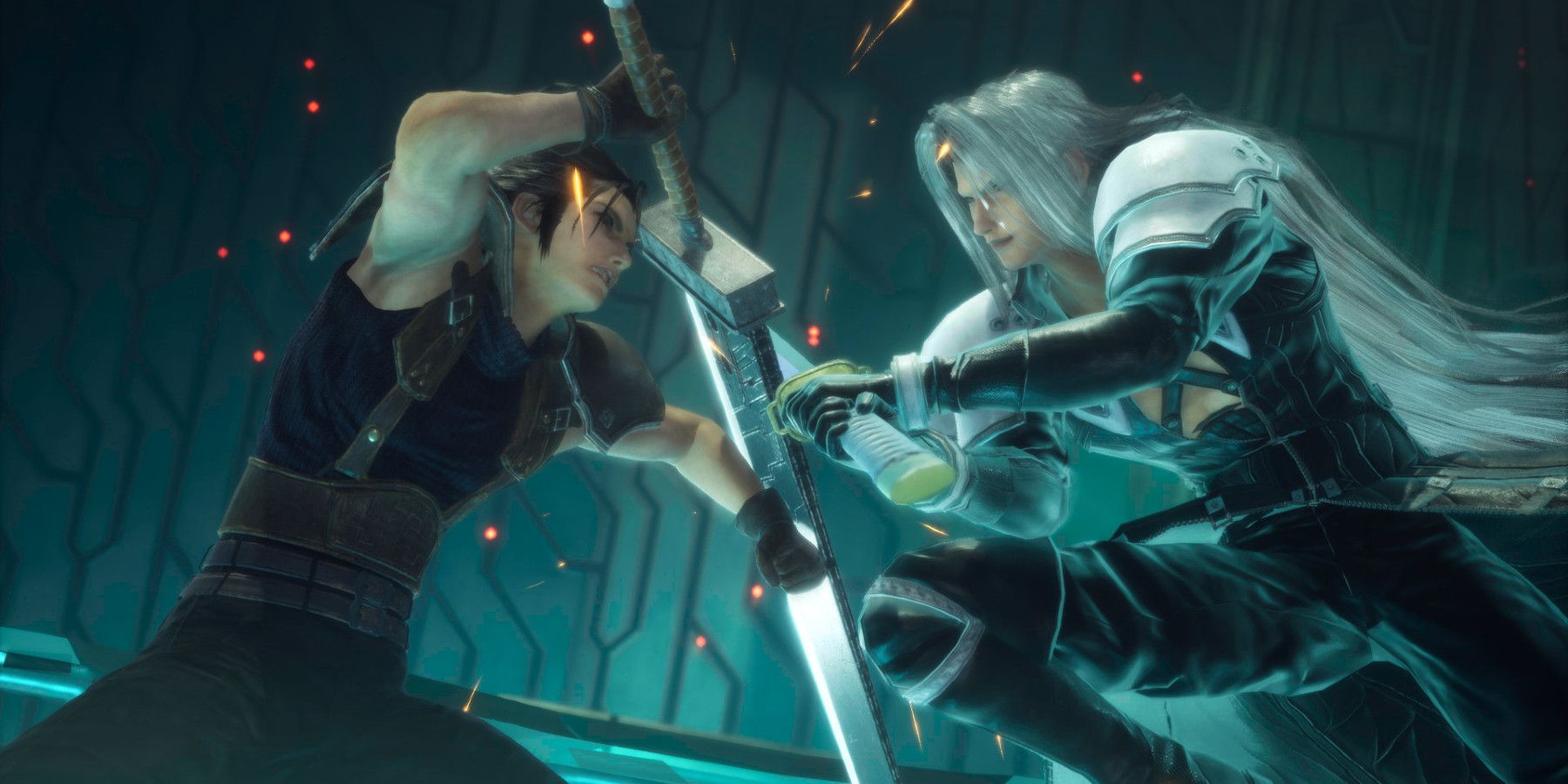 Final Fantasy VII Crisis Core Reunion Zack fighting Sephiroth