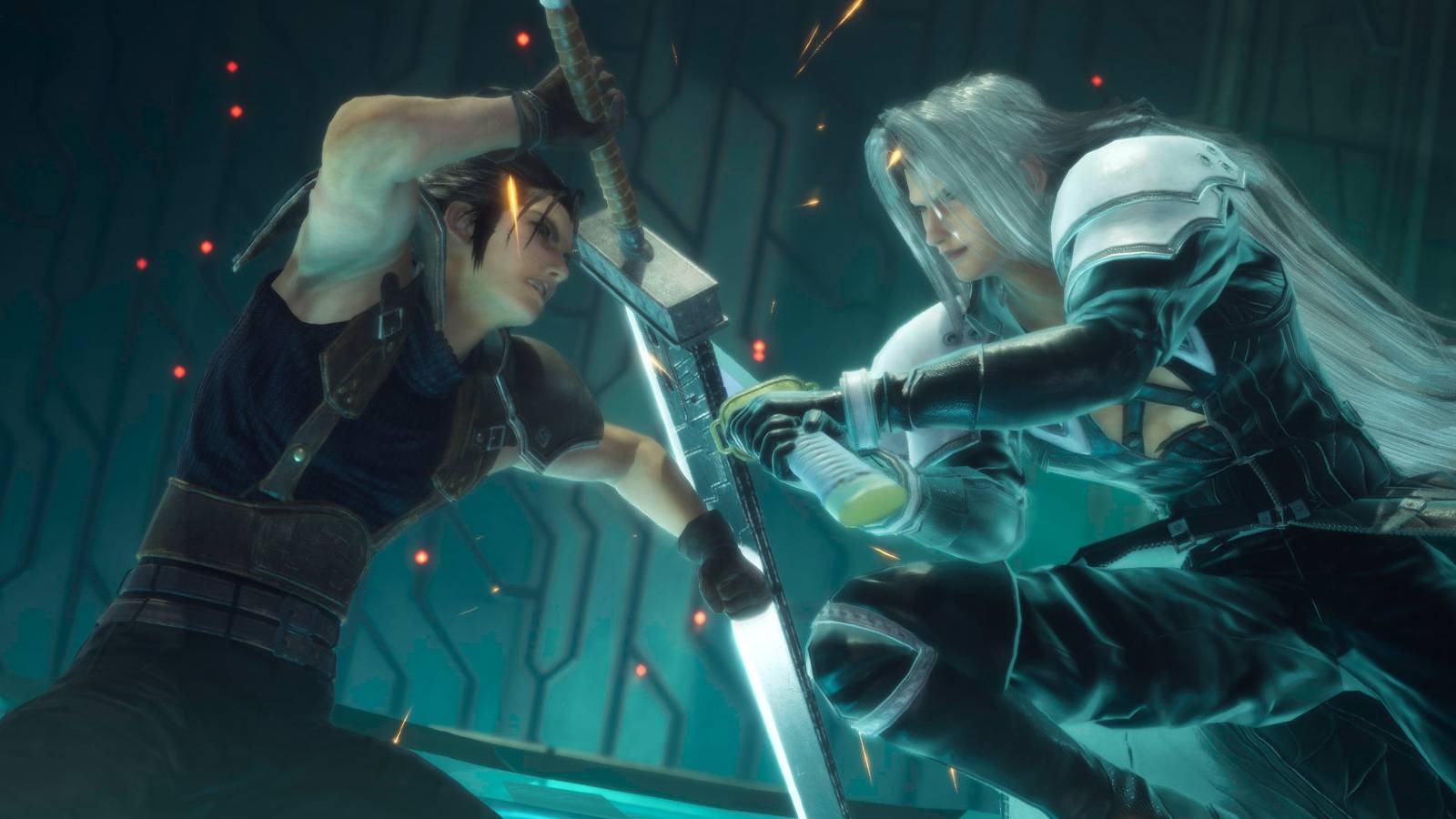 Final Fantasy VII Crisis Core Reunion Zack fighting Sephiroth