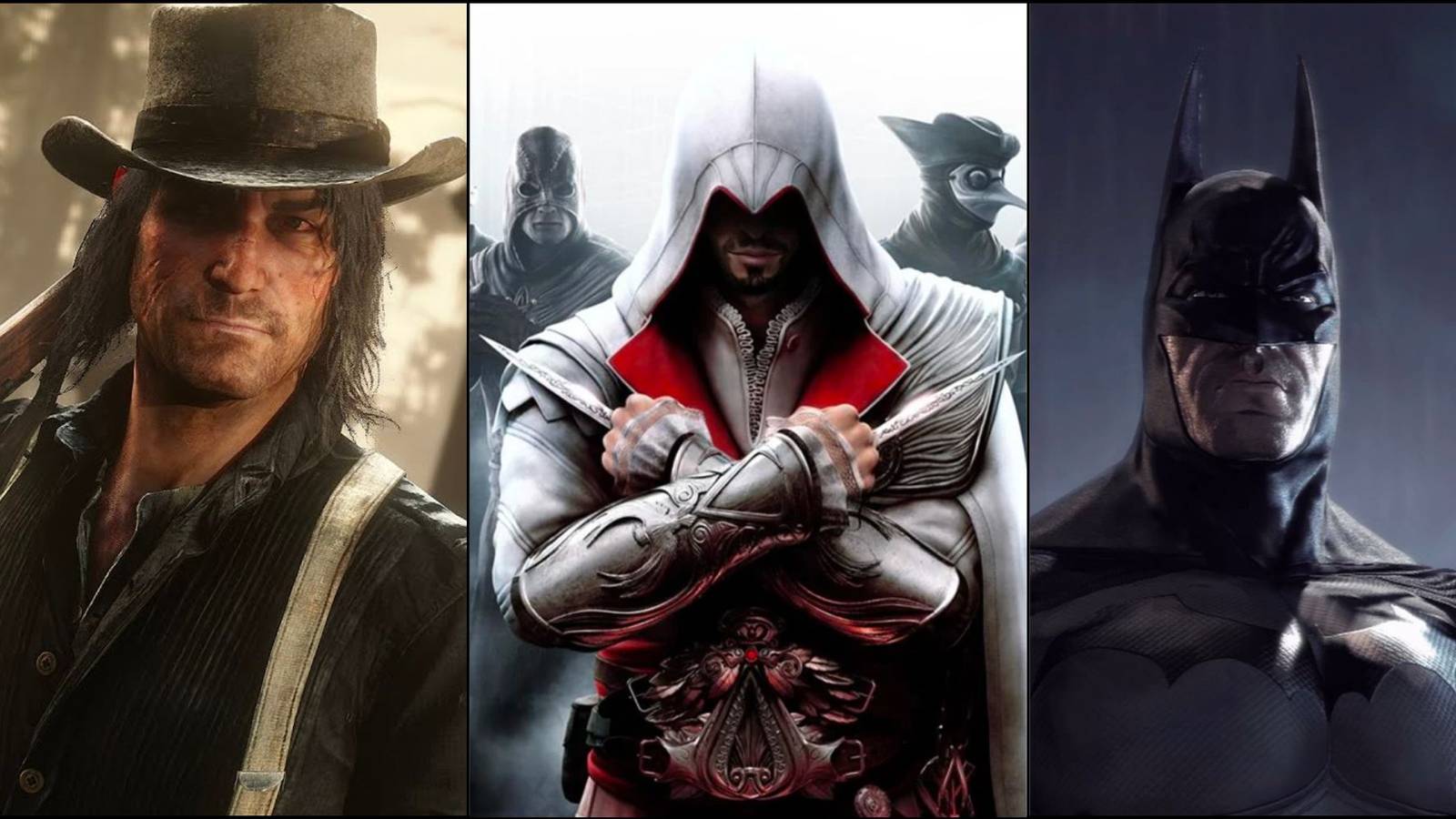 John Marsten, Ezio Auditore, Batman in Split Image Collage