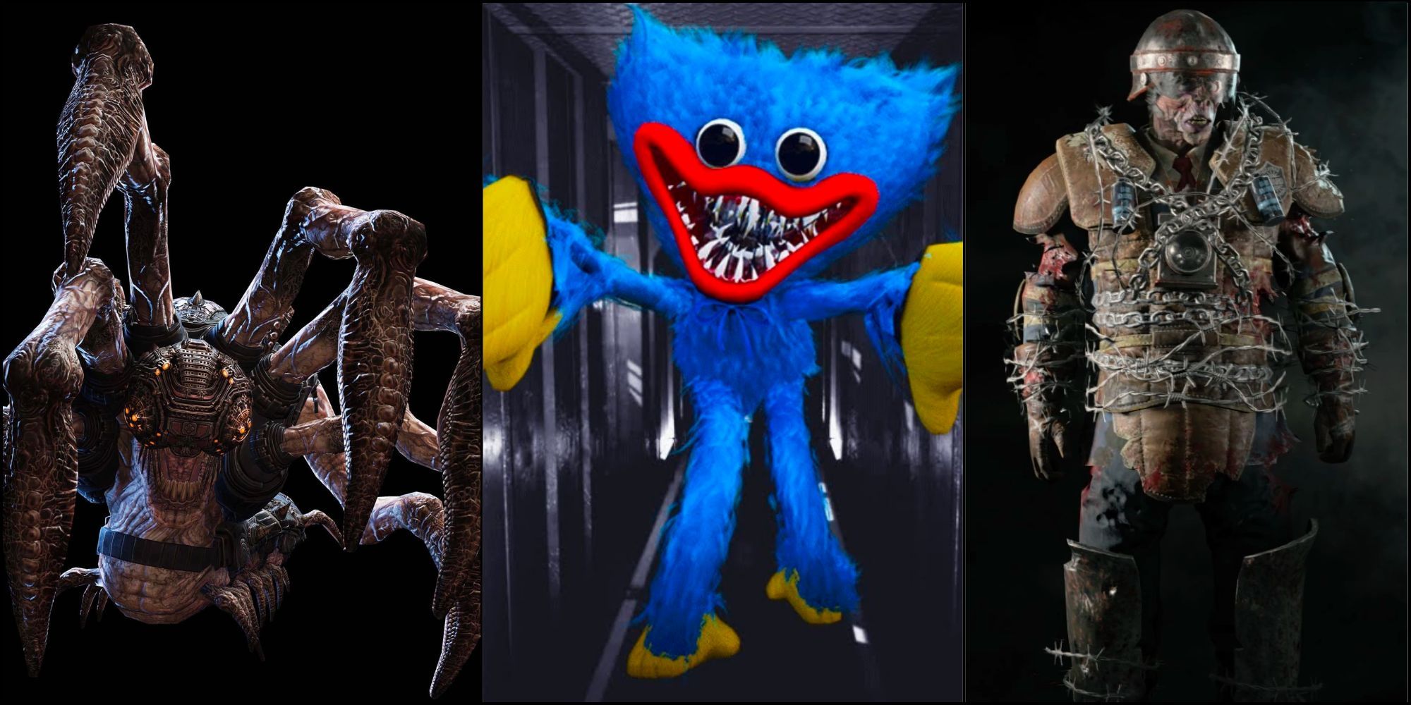 Corpser, Huggy Wuggy, Brutus in Split Image Collage