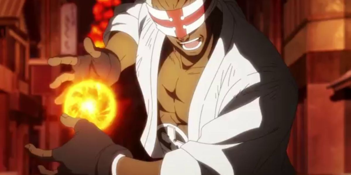 Fire Force - Charon concentrating a fireball in his hands