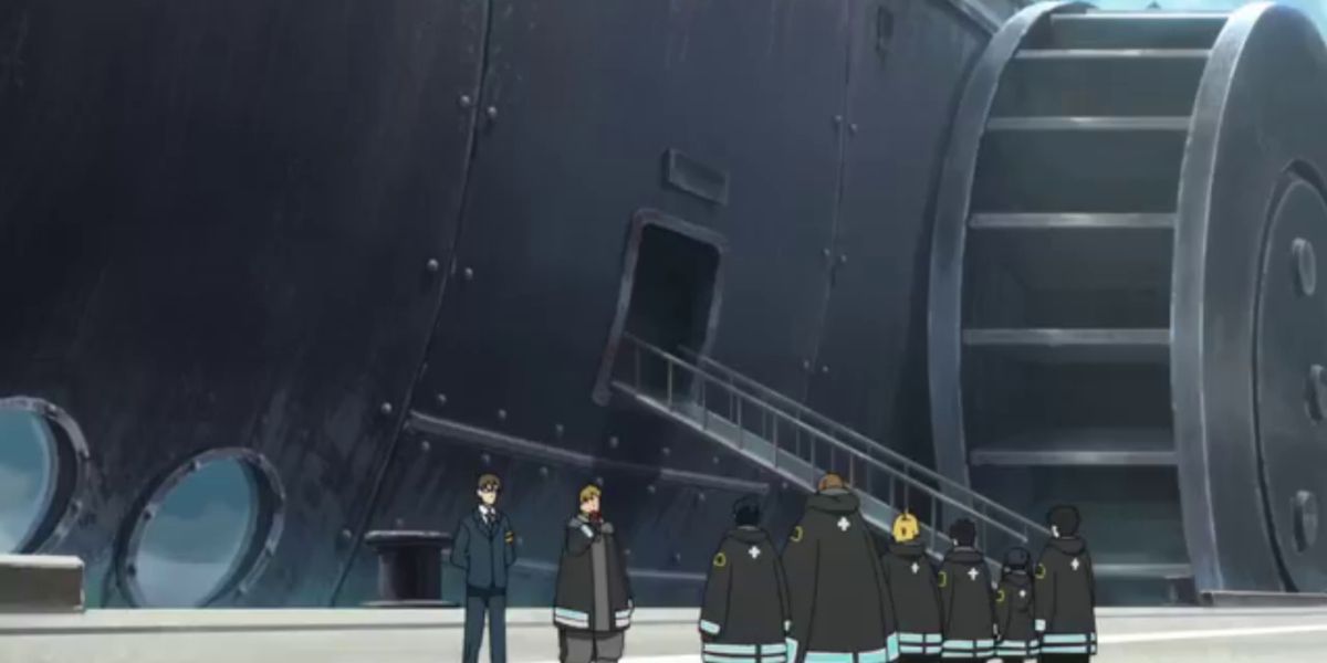 Fire Force - The joint team about to board a ship