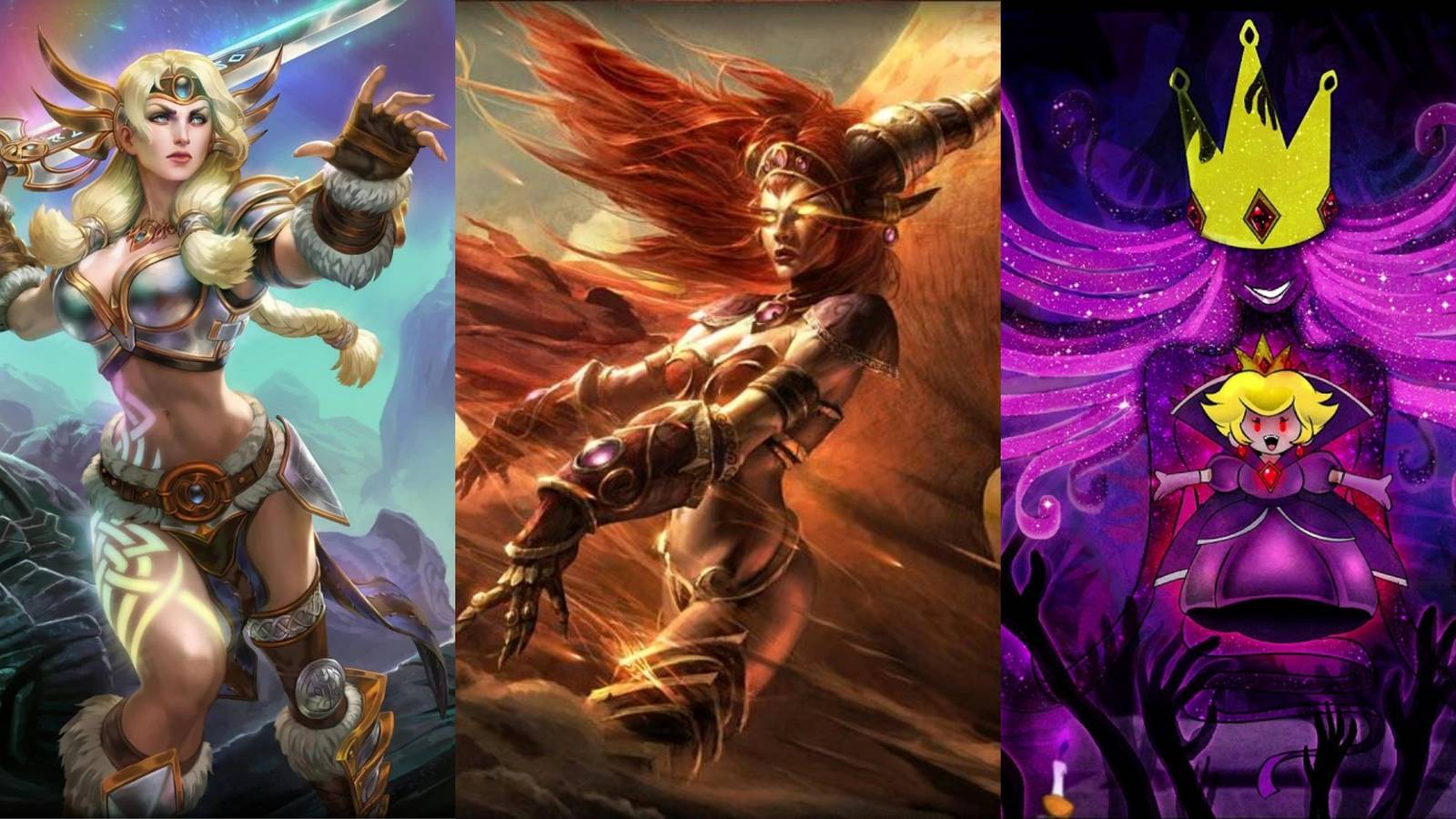 Freya in SMITE, Alexstrasza in World of Warcraft, Shadow Queen in Paper Mario The Thousand-Year Door