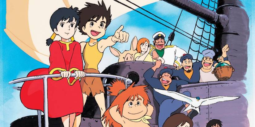 Lana, Conan, and the crew in Future Boy Conan