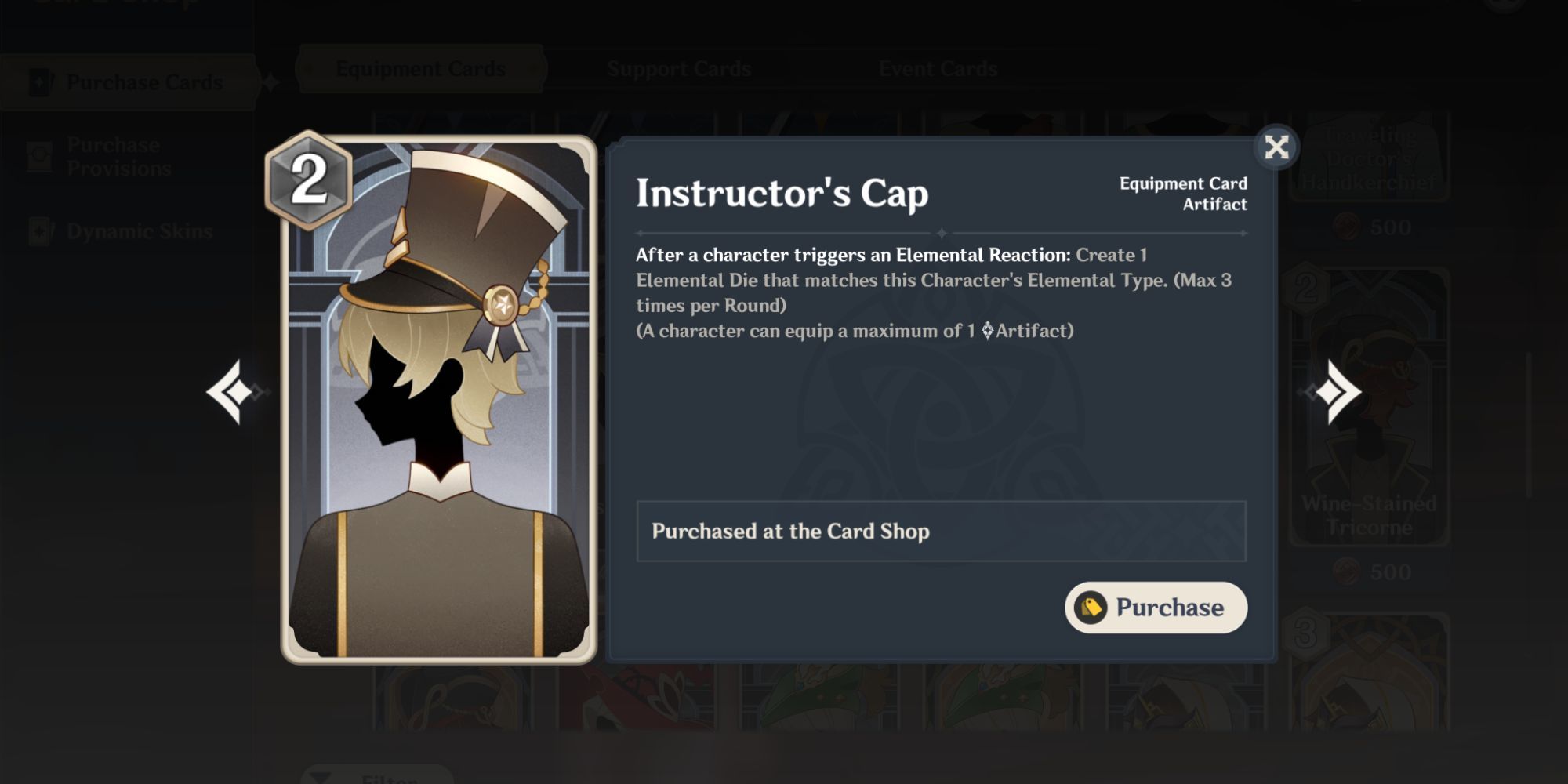 Genshin Impact Genius Invokation TCG Artifact Instructor's Cap