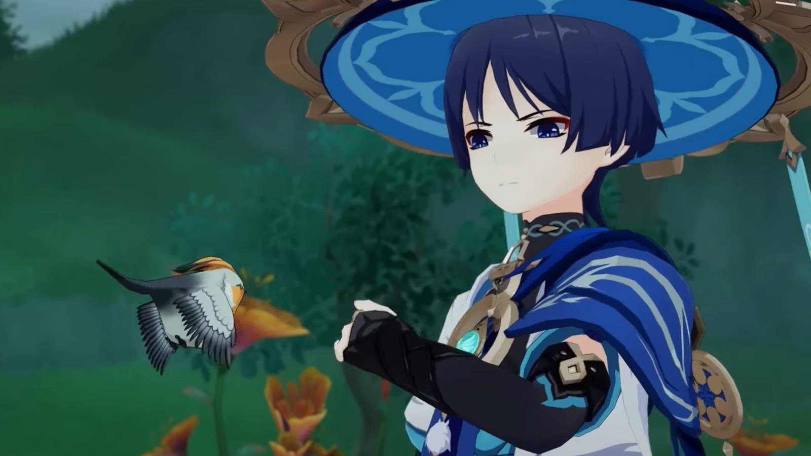 Genshin Impact Wanderer and bird