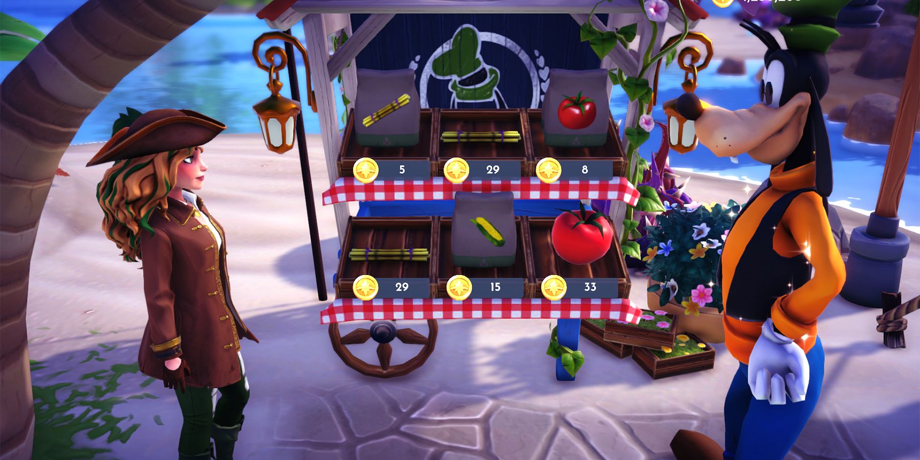 goofy store at dazzle beach in disney dreamlight valley