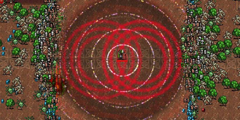 Poe in the Inlaid Library in Vampire Survivors