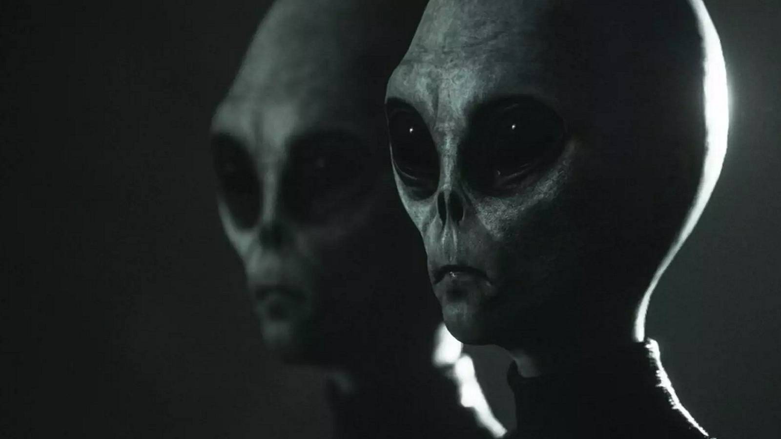 Image from upcoming indie horror game Greyhill Incident showing a couple of alien faces close-up.