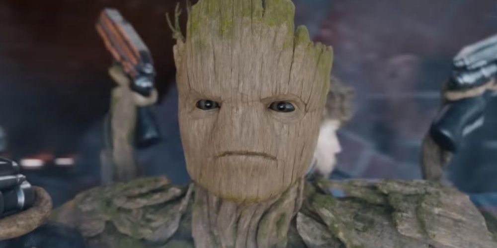 groot with guns in guardians of the galaxy 3