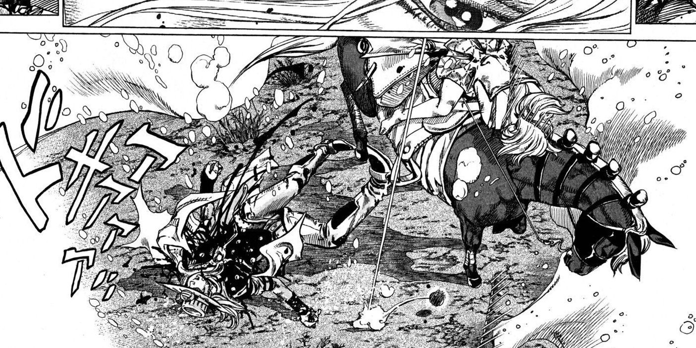 Gyro falls from his horse