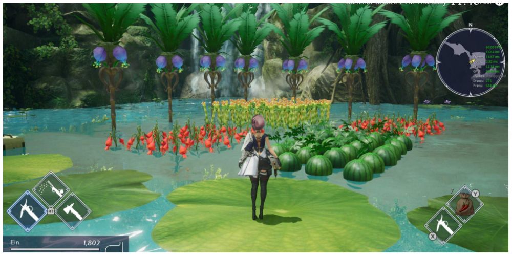 protagonist overlooking her crops in Harvestella