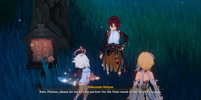 heizou deciding to be traveler partner in genshin impact