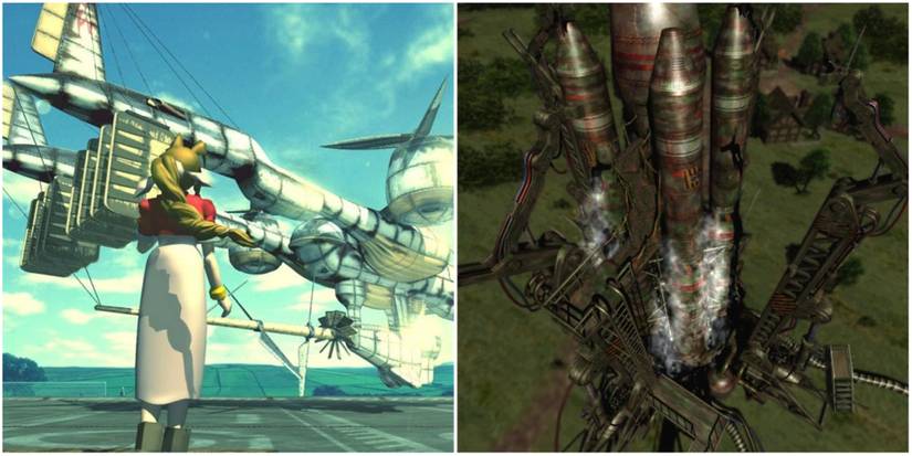 The Highwind Airship  and Shinra Rocket in Final Fantasy 7