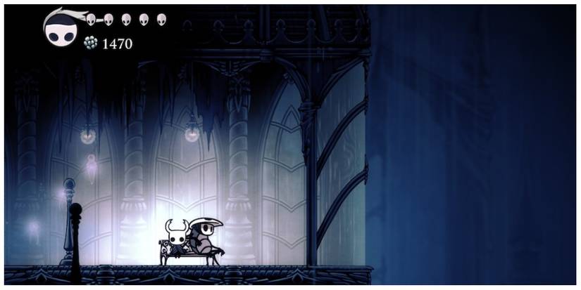 a bench in City of Tears in Hollow Knight
