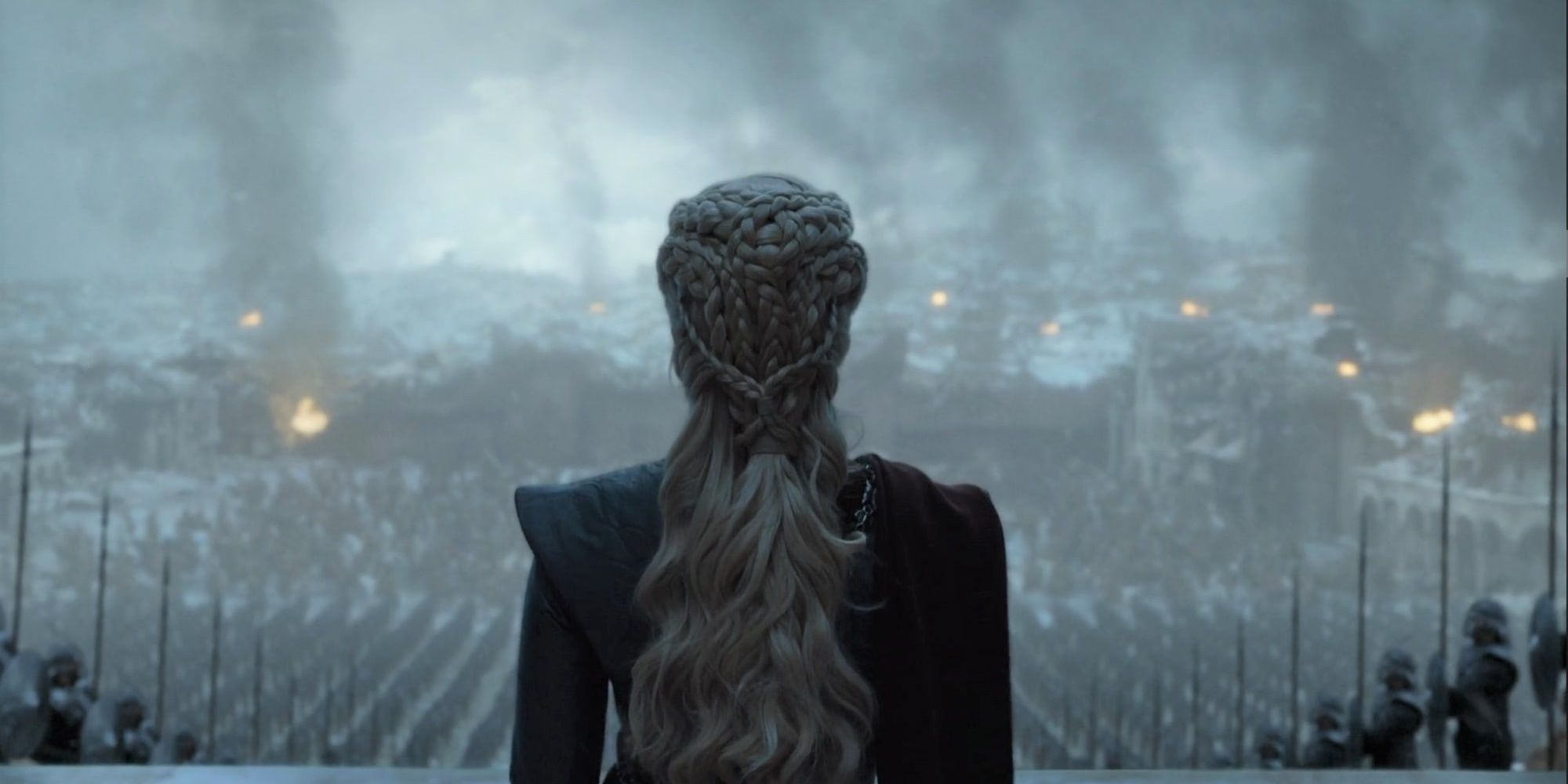 Daenerys Targaryen addresses her armies in Game of Thrones. 