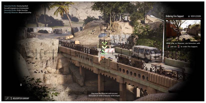 tutorial screen on calling for support in Insurgency: Sandstorm