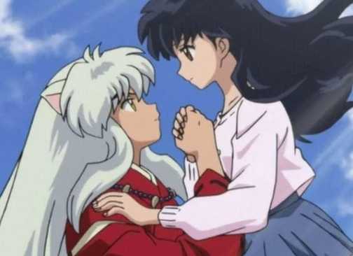 Inuyasha And Kagome Looking At Each Other Romantically