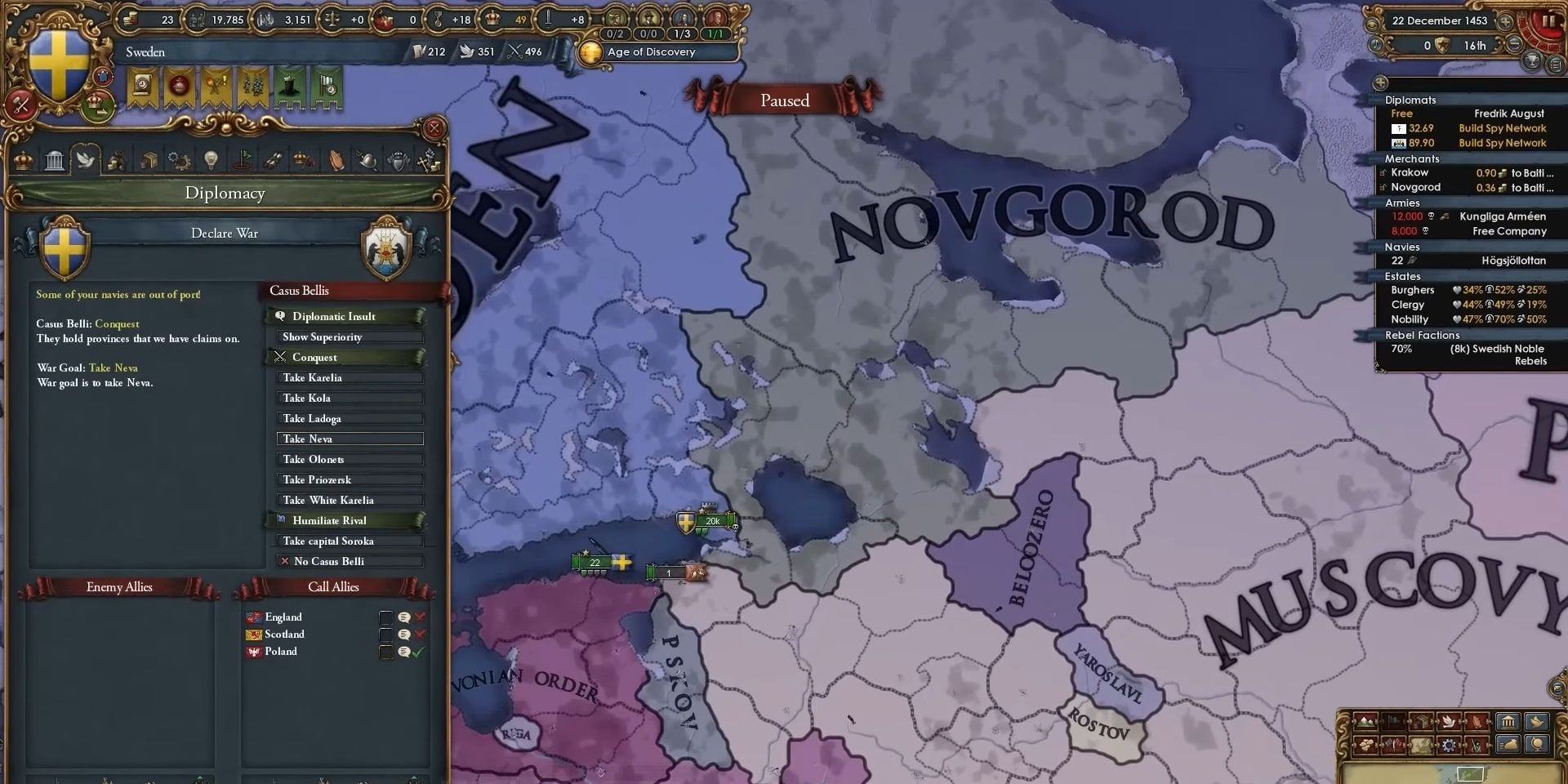 EU4 Lions Of The North Invading Novgorod
