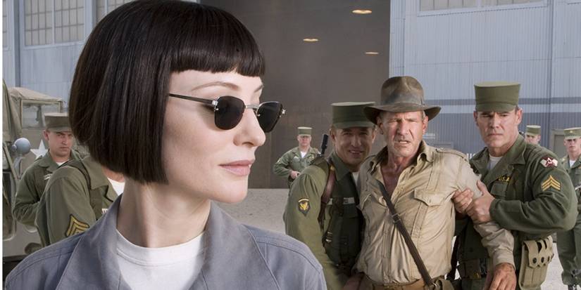 irina spalko with sunglasses and indiana jones
