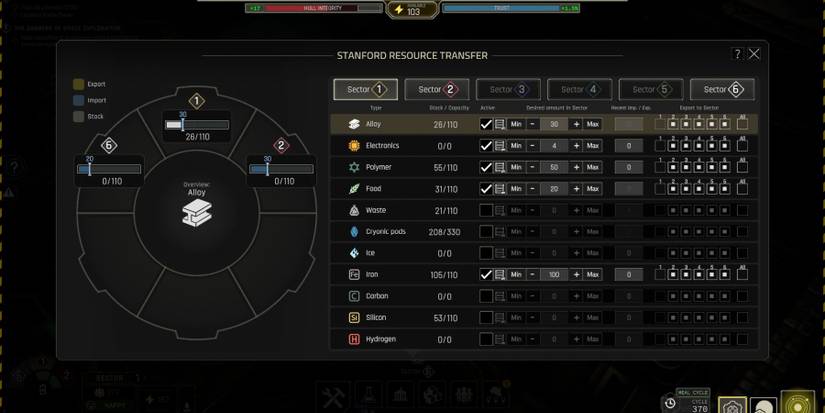 IXION resource management screen
