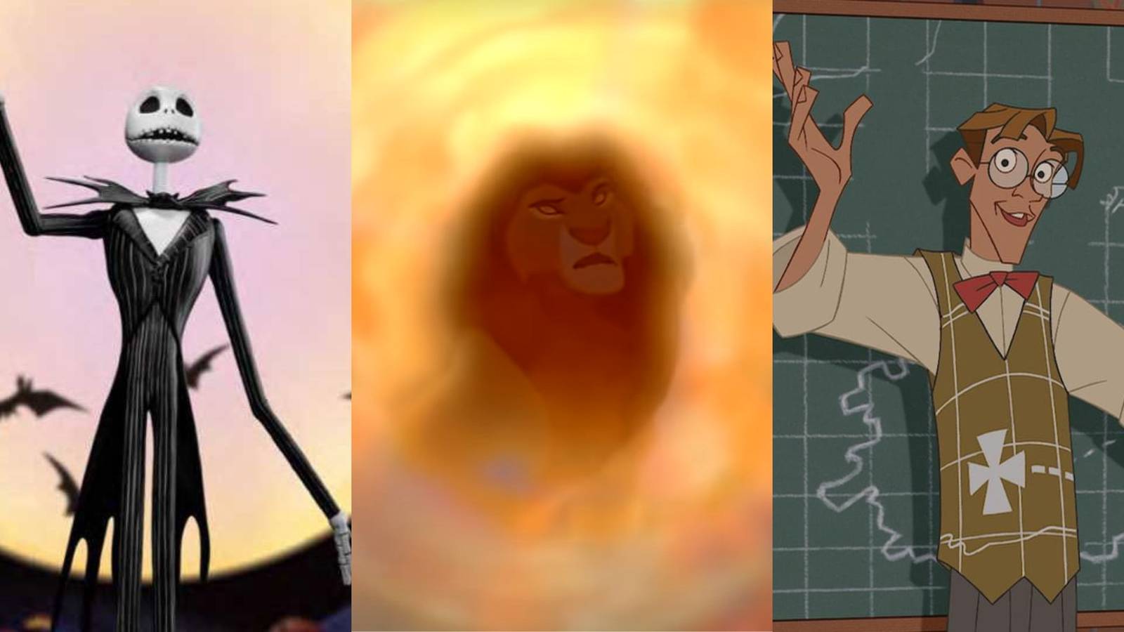 Jack Skellington in The Nightmare Before Christmas, Mufasa in The Lion King, Milo in Atlantis The Lost Empire
