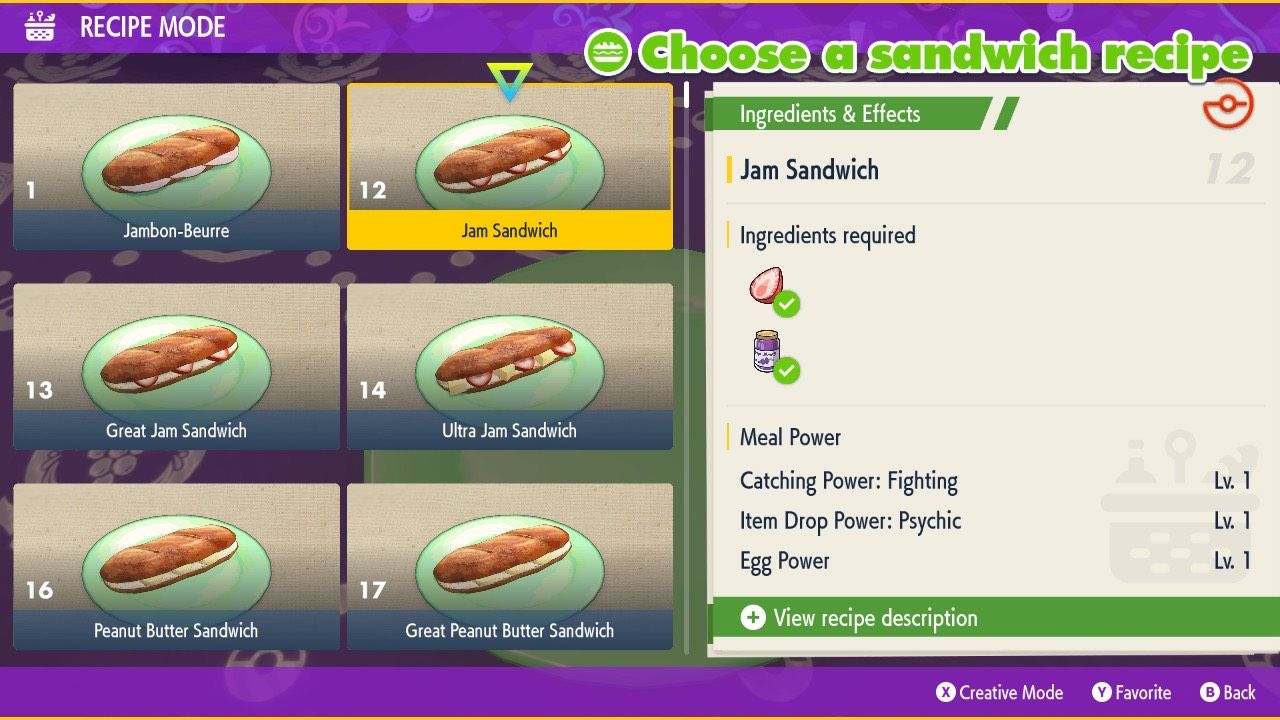 Jam Sandwich in Pokemon Scarlet and Violet