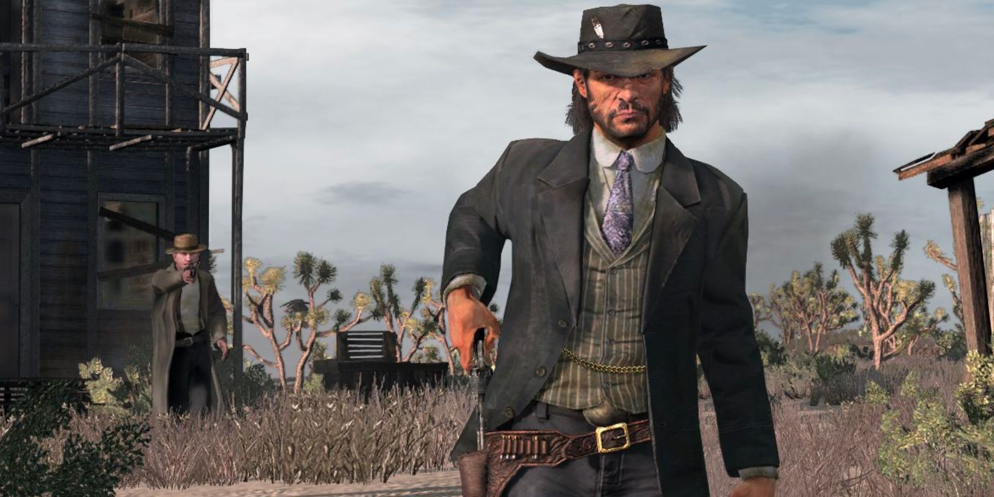 John Marston with gun in hand